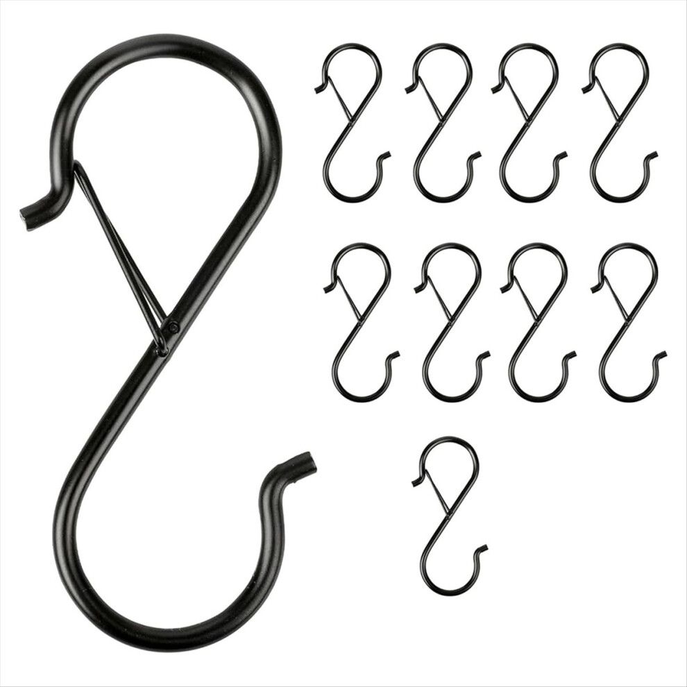 S Hooks With Safety Buckle 10Pcs, Heavy Duty Metal For Organizing Kitchen, Closet, Garage 4853301918491