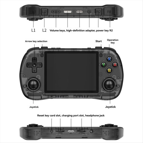 Console de jogos portátil retrô X35H com joystick de efeito Hall duplo de 3,5 polegadas, sistema Linux e suporte para mais de 26 emuladores. 1
