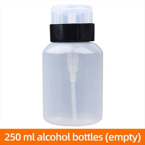 250ml Empty Alcohol Bottles Refillable Pump Bottle Clear Dispenser Remover Cleaner Tools Accessory 3pcs 1
