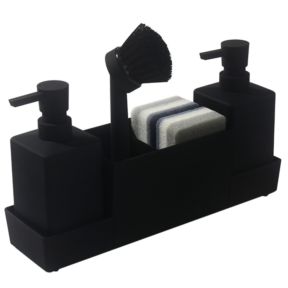 Kitchen Soap Dispenser With Sponge Holder Set For Sink Hand Soap And Dish Soap Dispenser With Brush Matte Black 4853301925437
