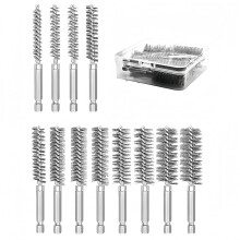 12 Pcs Bore Brush Set,1/4" Hex Shank Twisted Wire Bristles,5/16"-1-3/16" Stainless Steel Wire Brush Bore Cleaning Brush