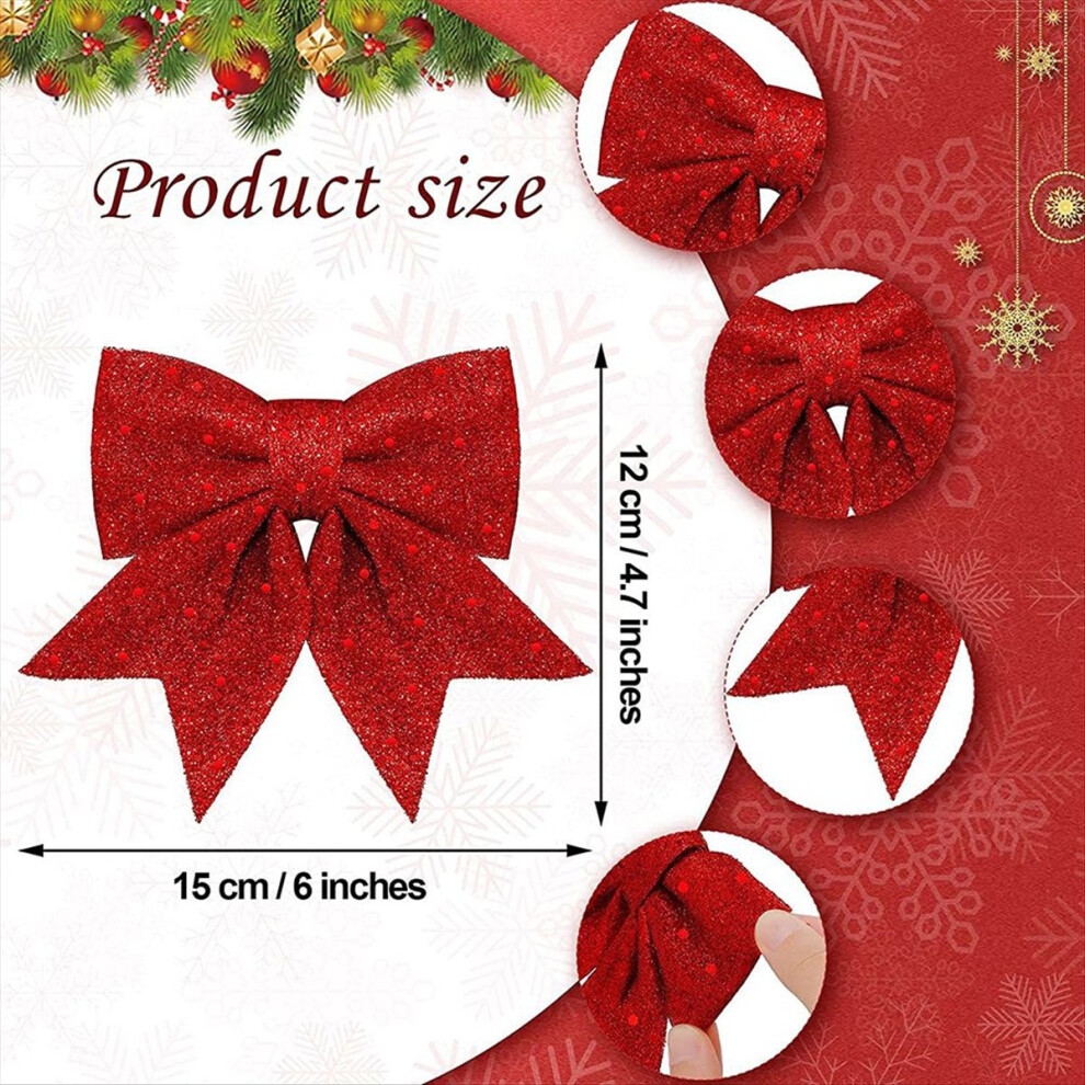 Lot De 4 Nœuds Rouges Pour Sapin De Noël, Décoration De Sapin De Noël