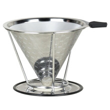 Double Layer Stainless Steel Filter, Coffee Funnel Type Drip Filter with Bracket, Suitable for Hand Grinding Coffee