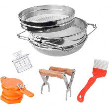 Double Sieve Honey Harvesting Kit Honey Filters Strainer Stainless Steel Set of 6 -Double Sieve Honey Strainer
