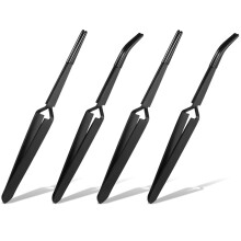 Omgekeerde pincet voor knutselen, 4 stuks pincetten met rubberen punt, roestvrij staal, PVC-gecoat, gebogen en recht, platte punt