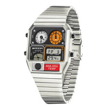 Digital Watch for Men Themes Multifunctional Wristwatch with Temperature Stopwatch Dual Time and Calendar Silver White