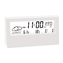 Multifunctional LED Thermo-Hygrometer with Electronic Clock Temperature and Humidity Meter Weather Station Alarms