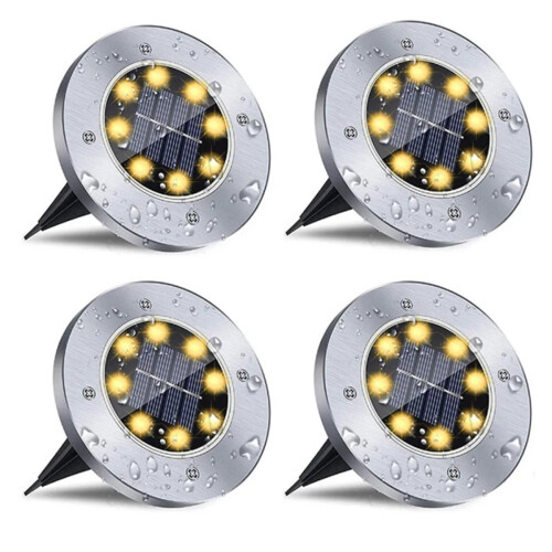Stück 8-LED-Solar-Scheibenleuchte für den Außenbereich, Garten, Terrasse, als Bodeneinbauleuchte oder LED-Einbaustrahler