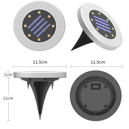 Stück 8-LED-Solar-Scheibenleuchte für den Außenbereich, Garten, Terrasse, als Bodeneinbauleuchte oder LED-Einbaustrahler 2