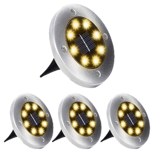 Stück 8-LED-Solar-Scheibenleuchte für den Außenbereich, Garten, Terrasse, als Bodeneinbauleuchte oder LED-Einbaustrahler 1