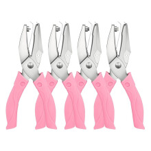 4-delige handperforatieset voor papier, enkele perforator, ronde hart- en sterperforator met rubberen handvat