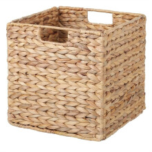 1 Pcs Storage Basket, Water Hyacinth Hand-Knitting Storage Baskets, Convenient Square Wicker Baskets Cube Storage Bins