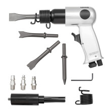 Martillo neumático de 4500 BPM con raspador de aire para eliminar óxido y 4 cinceles de vástago redondo para cortar y raspar.