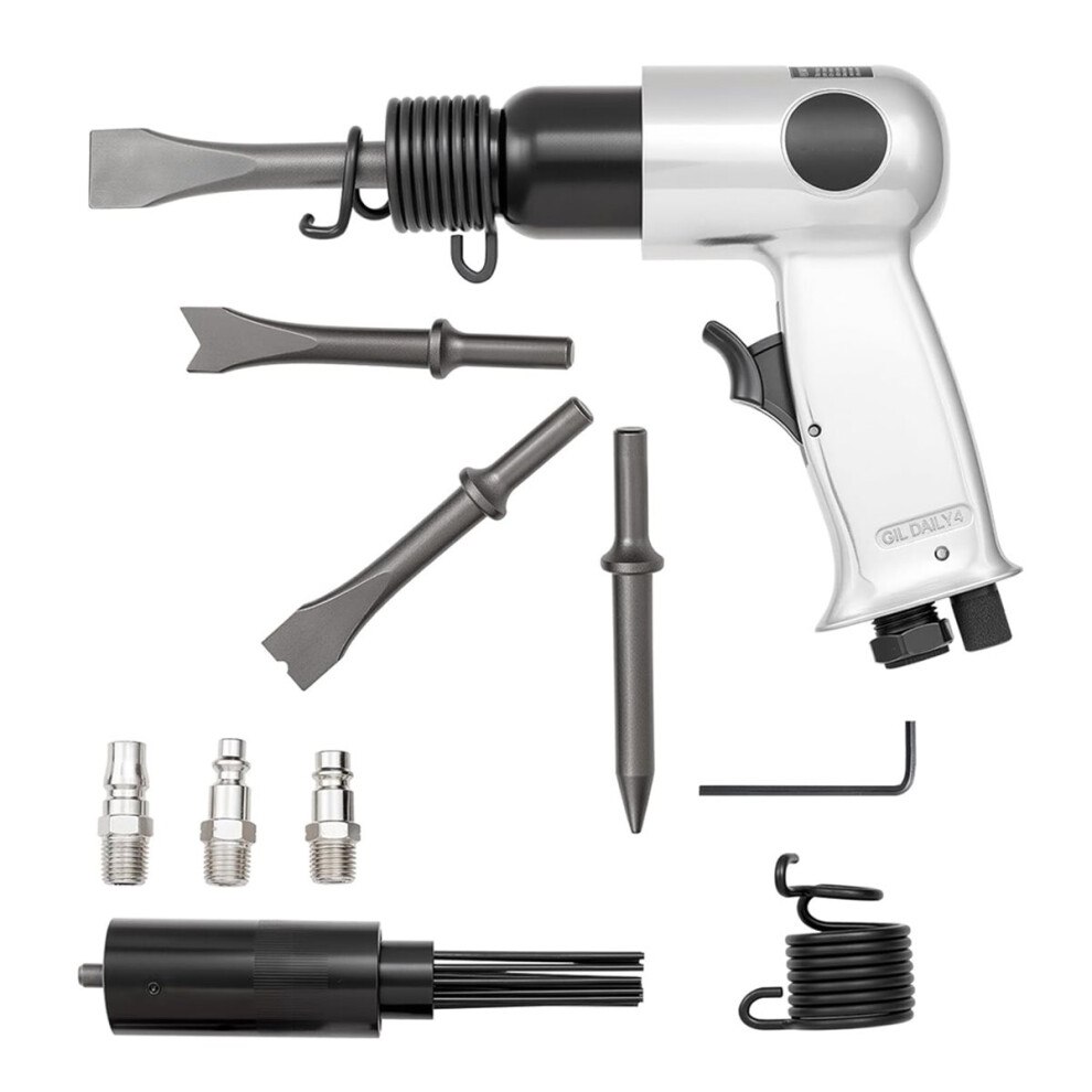 Air Hammer, 4500Bpm Pneumatic Hammer With Rust Removal Air Scaler & 4Pcs Chisels Round Shank,For Cutting Scraping 4853264269784