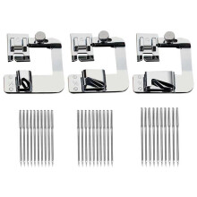 Naaimachine pers - Zoom naaivoet gereedschap accessoires 3 stuks 3 maten brede zoomgereedschappen wit 30 stuks naalden