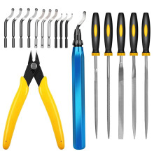 3D Print Deburring Tool Set with 11pc High Speed Steel Blades Removing Burr 5Pcs Needle File 1pc Micro Wire Cutter