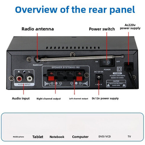 BT-298 PRO Digital Power Amplifier Bluetooth U Disk Power Amplifier Two-Channel Power Amplifier EU Plug 1