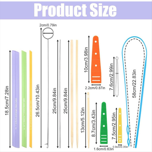 13pcs Quick Turn Fabric Set, for Sewing Threading Crafting & DIY Threader Projects Practical Sewing Turning Accessories 1