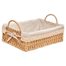 Handwoven Storage Baskets with Handles Kitchen Organizer Cosmetic Box for Bedroom Bathroom Breakfast Fruit Decorative,B