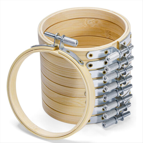 Conjunto de 9 mini bastidores de bordado, bastidores de bambu de 7,6 cm (3 polegadas) para artesanato, costura e decoração de casa.