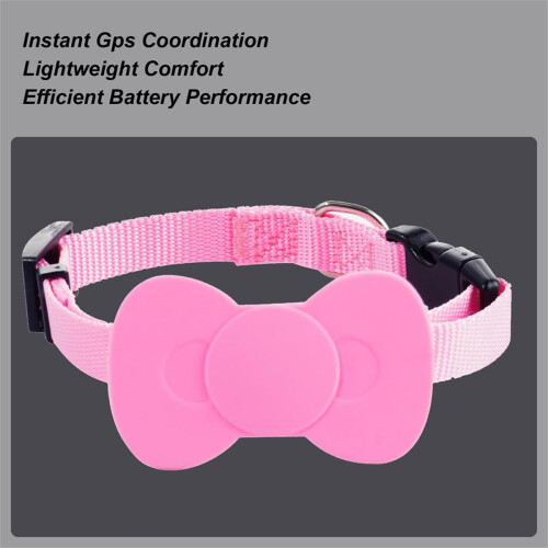Coleira GPS Inteligente para Animais de Estimação com Rastreador GPS, Compatível com iOS e Android, À Prova D'Água e Rosa. 1