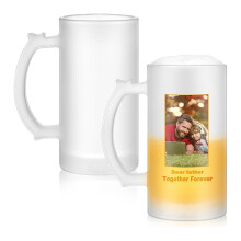 2 Pcs Sublimation Blank Beer Mugs Personalized Cups for Present 16 Oz Frosted Beer Glass Cups Can Add Photo Text