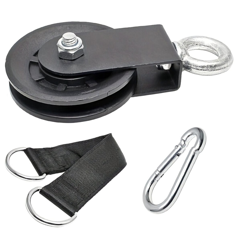 Silent Pulley 360 Rotating Gym Cable Equipment Wheel With Hanging Straps &Carabiner Pulley Cable Machine Diy Attachment 4853264241711