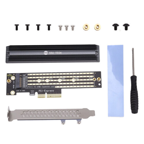 Placa de Expansão PCI-E 4.0 para M.2 NVMe 64Gbps com Dissipador de Calor para PC Desktop 1