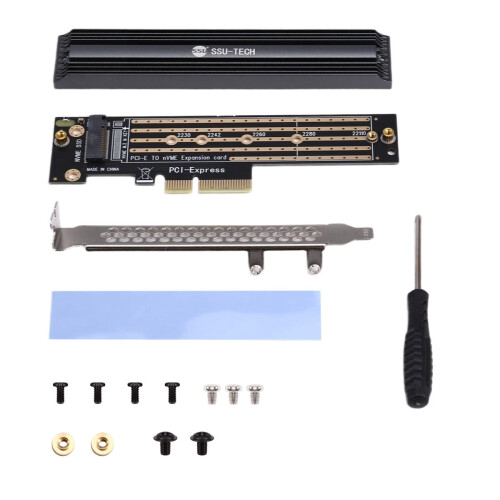 Placa de Expansão PCI-E 4.0 para M.2 NVMe 64Gbps com Dissipador de Calor para PC Desktop 2