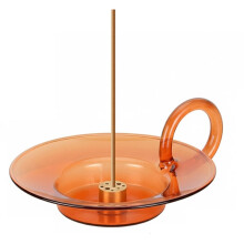 Glazen wierookhouder, messing houder met negen gaten voor wierookstokjes en glazen asvanger, wierookbrander voor meditatie, yoga en spa