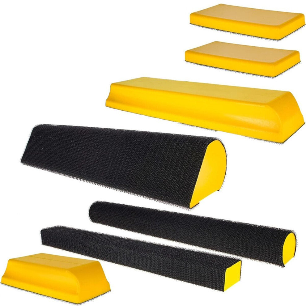 7-Piece Hand Sanding Block Set, Handheld Hook & Loop Sander Pads - Rectangle, Flat, Round, Curved, Contoured Shapes 4851434145197