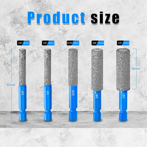 Drill Bits Set, 5pcs Tile Drill Bits for Ceramic Glass Porcelain Marble , with Versatile Drilling 1