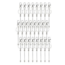 24Pcs Beadable Keychain Bars Bead Keychain Making Kit Blank Keychains Beaded Items for DIY Crafts Jewelry Making Silver
