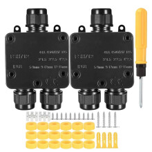 New IP68 Waterproof Y-Type Junction Box - PA9 Outdoor Enclosure with Gland for 4-15mm Cables 2pcs