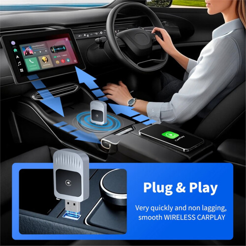 Wireless CarPlay Android Auto Adapter USB Wired to Wireless CarPlay Converter Plug and Play for Android 1