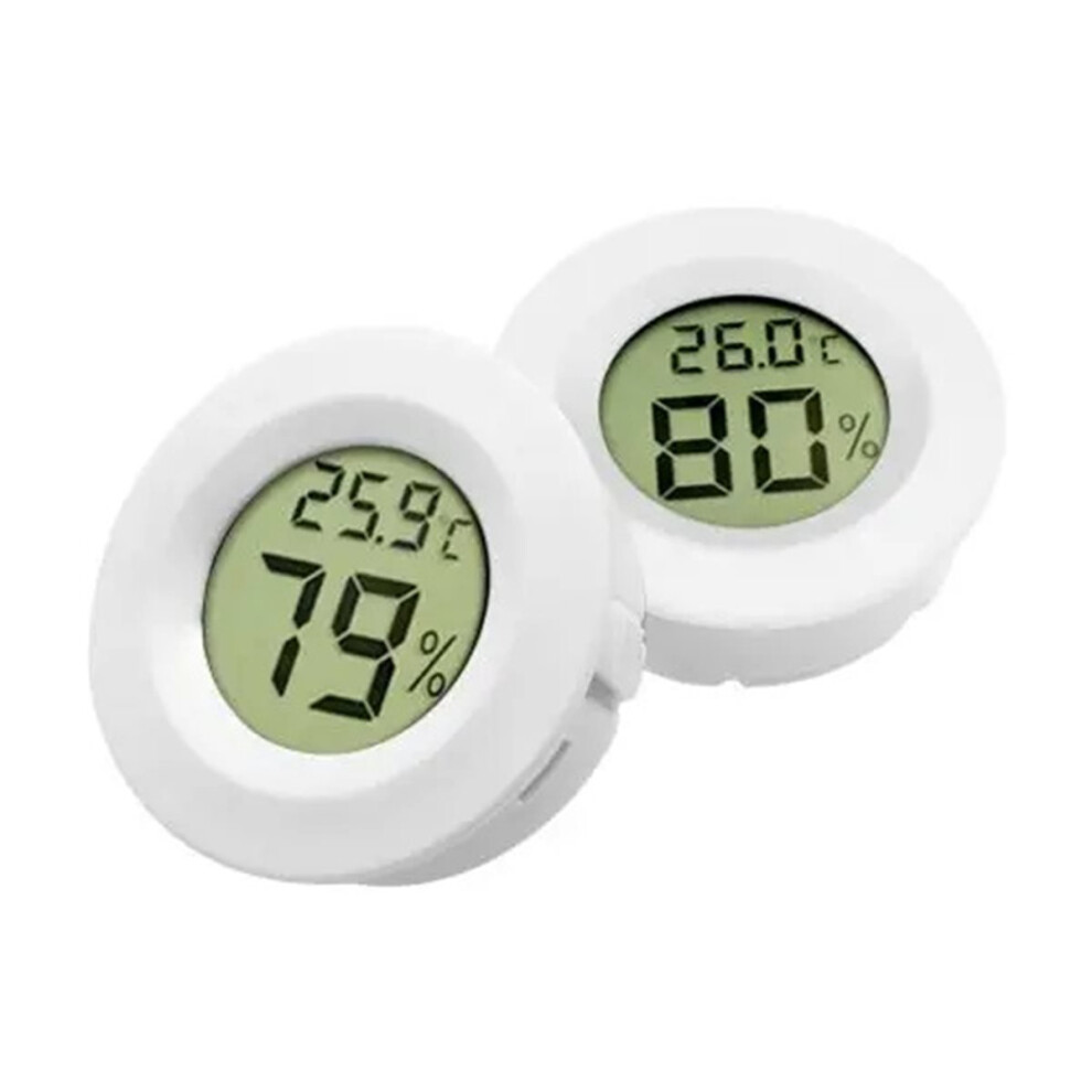 White Mini Lcd Digital Thermometer & Hygrometer -50 To +70 Temperature&Humidity Meter For Fridge Freezer Testing,,2Pcs