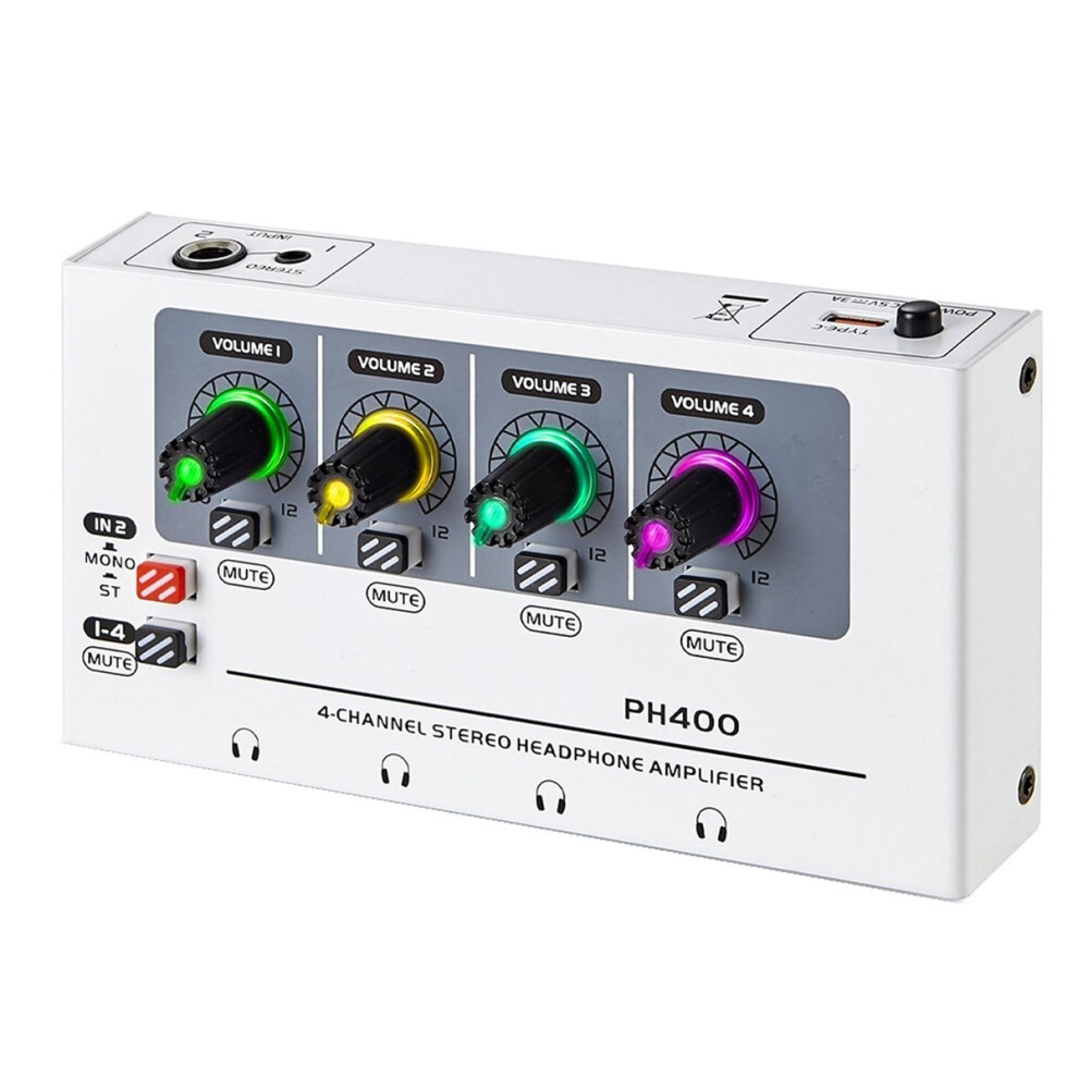 Ph400 4-Channel Stereo Headphone Amplifier,Distribution System Maximum Push Of 600 Ohm Headphones Rgb Lighting Effect 4851434155066