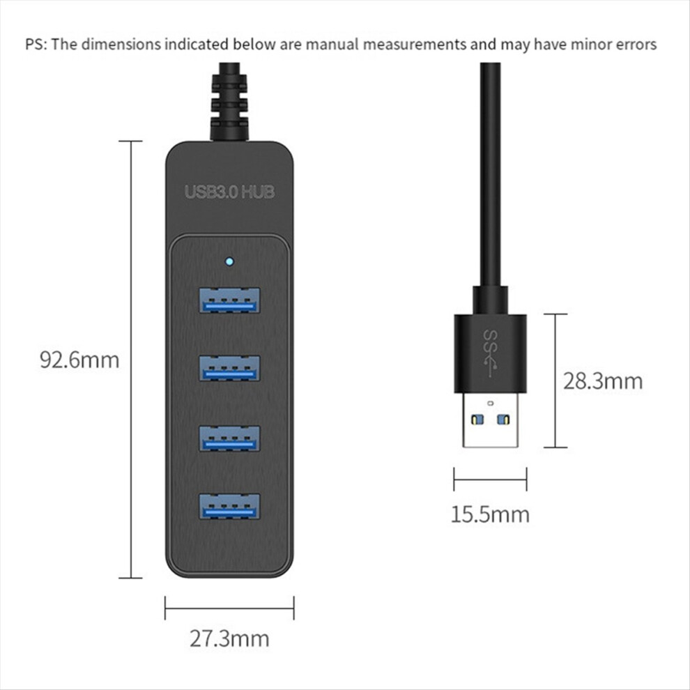 4-Port High-Speed Usb 3.0 Hub 30Cm Usb Splitter Adapter, Expansion Dock For Fast Data Transfer, Multi-Device Support 4851434194676