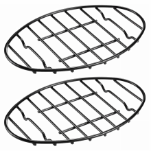 2 Pack Oval Roasting Rack - 12 Inch Black Cooling Rack with Integrated Feet,Nonstick -for Roasting Pan,Great for Basting