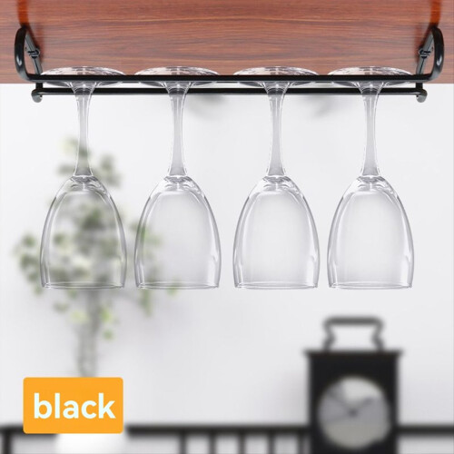 2Pcs Adjustable Wine Glass Rack Under Cabinet, Punch-Free 3 Rows Stemware Holder 2