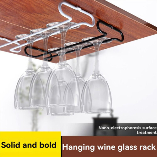 2Pcs Adjustable Wine Glass Rack Under Cabinet, Punch-Free 3 Rows Stemware Holder 1