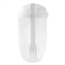 Copo para Salada de Café da Manhã, Copo para Iogurte com Colher e Tampa, Grande Capacidade, Portátil e Multifuncional, Branco