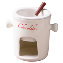 Tazza per fonduta, pentola per fonduta in ceramica, tazza per fonduta di cioccolato, snack, caramelle, pentola per sciogliere il cioccolato, bianca