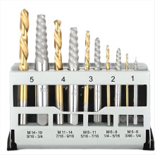 10Pcs Cobalt Left Hand Drill Bit and Alloy Steel Extractors Set with Metal Case Tool Kit for Broken Bolt Removal