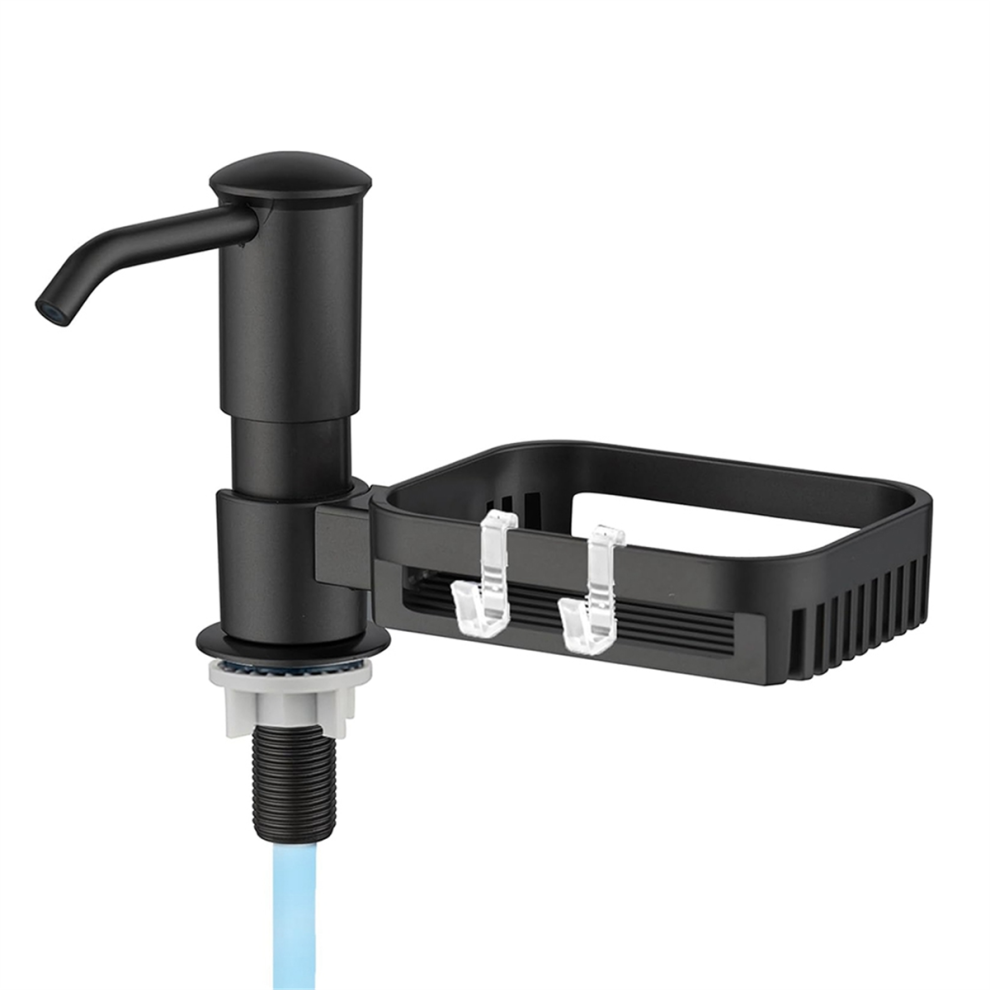 Soap Dispenser For Kitchen Sink, Built In Soap Dispenser Pump With Sponge Holder, Under Counter Abs Pump Heads Black 4851434120170