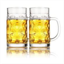 Freezer Beer Mugs, Glass Mugs with Handles Clear Large Beer Steins for Beer, Tea, 20 Oz Beer Glasses Oktoberfest 2pack