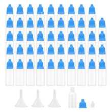 Conjunto de 50 Frascos Conta-Gotas Pequenos e Vazios de Plástico com Ponta Fina, 15ml, Portáteis e Flexíveis, na cor Azul.