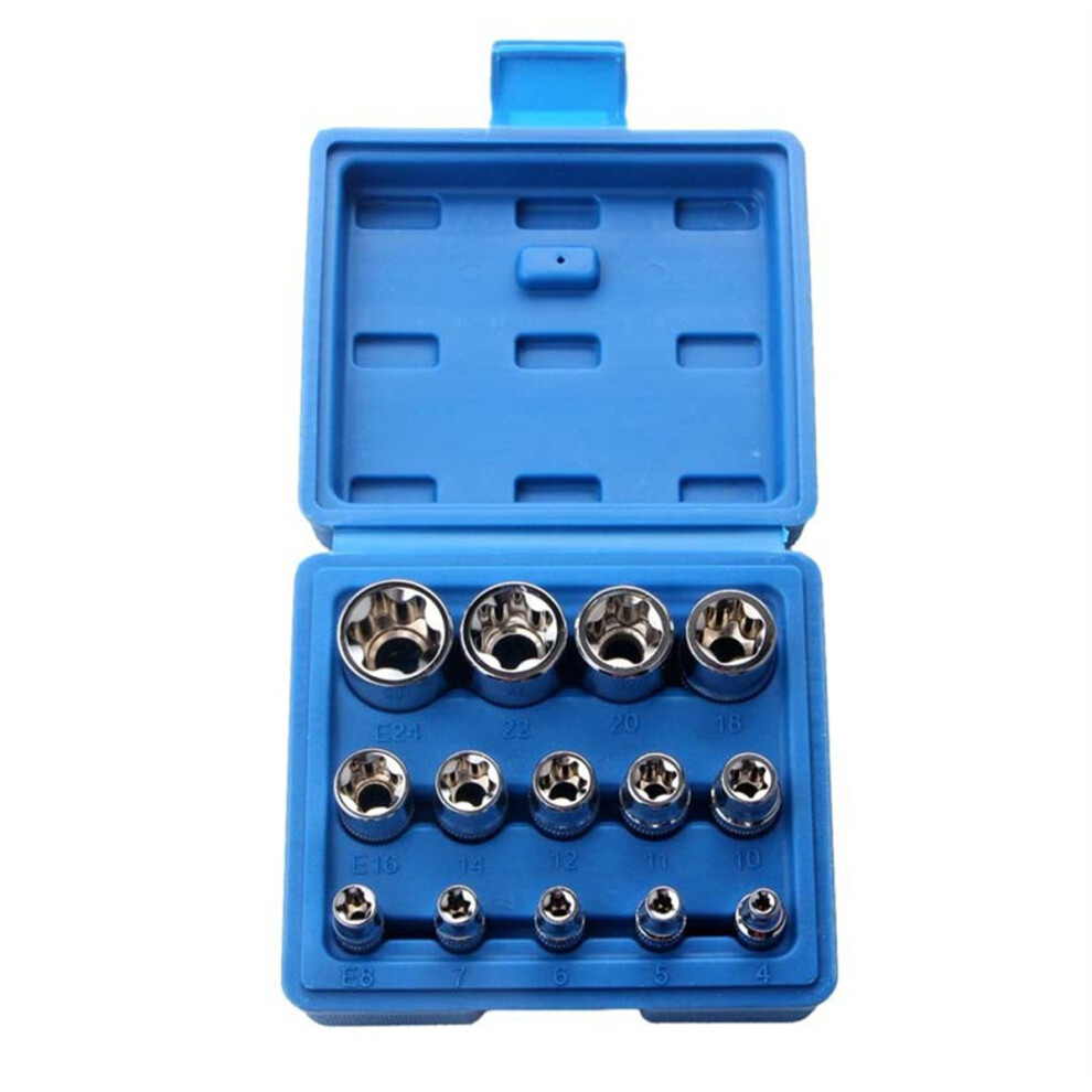 14Pcs Female E Star Torx Socket Set E4-E24 E-Torx External Hex Socket Insert Nut 4851434122563