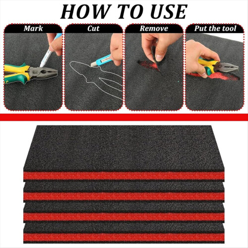 4 Pack Tool Box Foam,18x13x1 Inch Foam Inserts for Cases,Tools Box Liner Polyethylene Tools Sheets,Toolbox Organizer 2