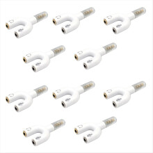 10pcs 3.5mm Headphone Jack Audio Splitter U Type Adapter Microphone and Audio 2-in-1 Swivel Connector White